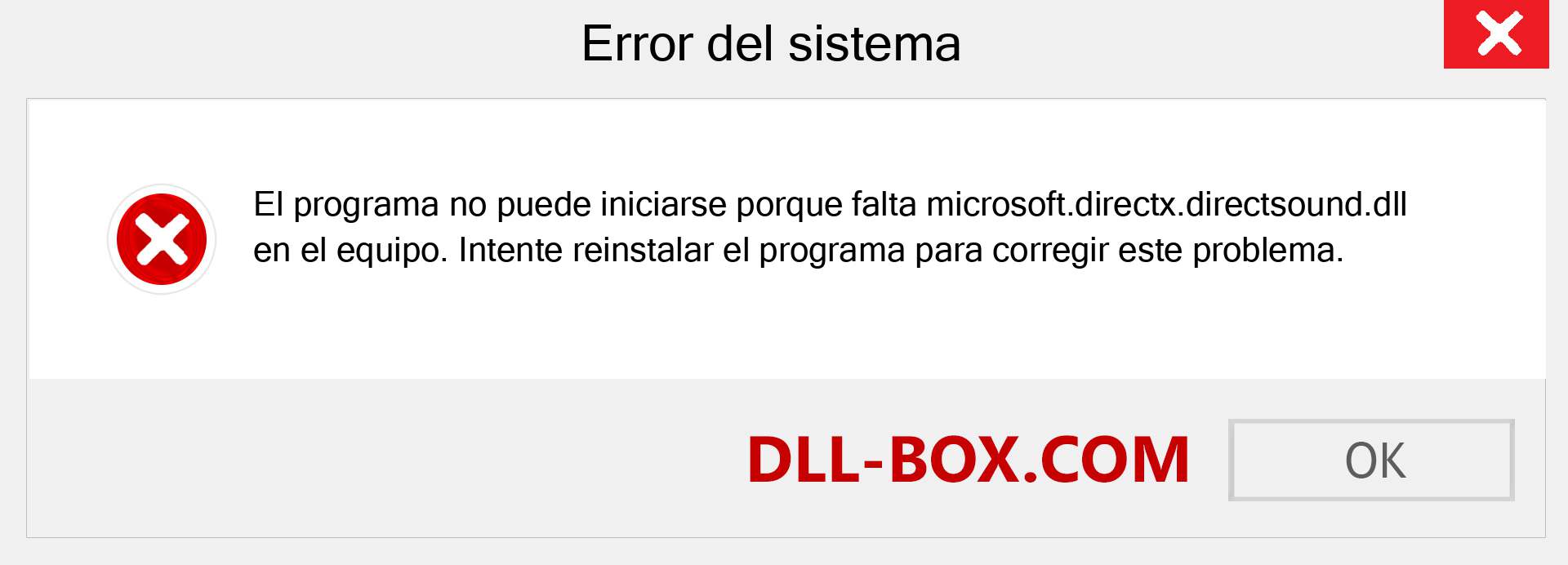 ¿Falta el archivo microsoft.directx.directsound.dll ?. Descargar para Windows 7, 8, 10 - Corregir microsoft.directx.directsound dll Missing Error en Windows, fotos, imágenes